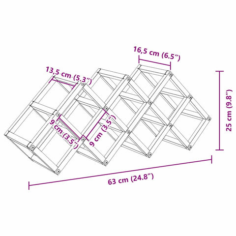 vidaXL Wine Rack for 9 Bottles - 63 x 16.5 x 25 cm - Powder-coated Steel