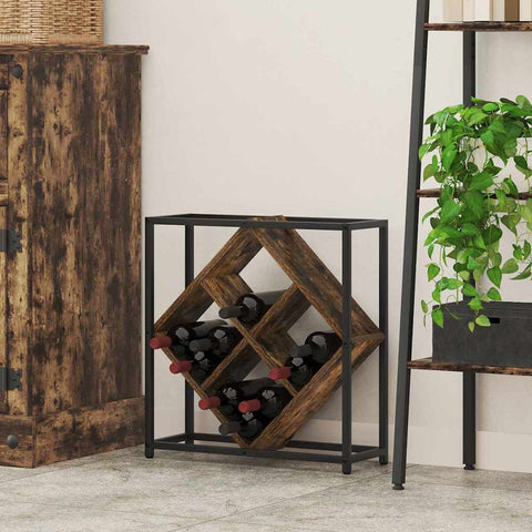 vidaXL Wine Rack Smoked oak 51 x 18 x 52.5 cm Engineered wood
