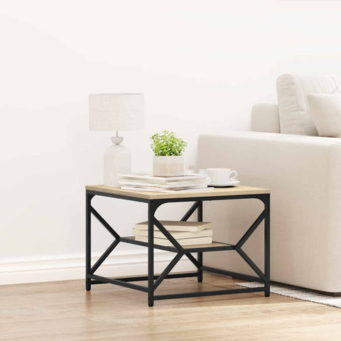 vidaXL Coffee Table with Shelf in Sonoma Oak – 51x50x40 cm – Made from Engineered Wood