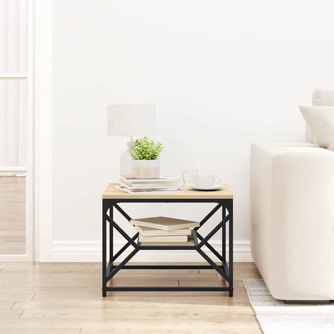 vidaXL Coffee Table with Shelf in Sonoma Oak – 51x50x40 cm – Made from Engineered Wood