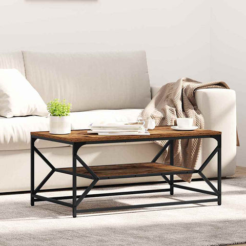 vidaXL Coffee Table Old wood 90 x 50 x 40 cm Engineered wood and steel