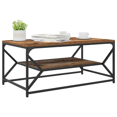 vidaXL Coffee Table Old wood 90 x 50 x 40 cm Engineered wood and steel
