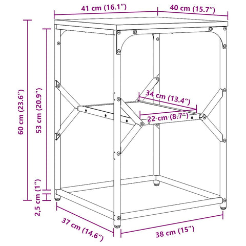 vidaXL Side Table Grey sonoma 41 x 40 x 60 cm