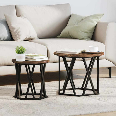 vidaXL Coffee Table Smoked oak Solid Acacia wood Medium
