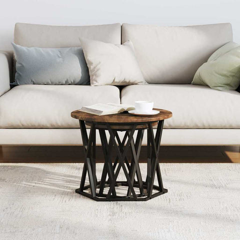 vidaXL Coffee Table Smoked oak Solid Acacia wood Medium