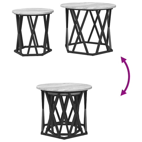 vidaXL Nesting Side Tables 2 pcs Grey Sonoma Engineered Wood