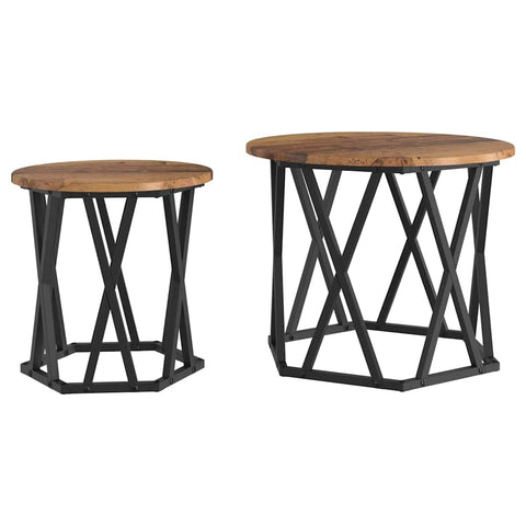 vidaXL Nesting Side Tables (Set of 2) - Rustic Wood Look, Made of Engineered Wood