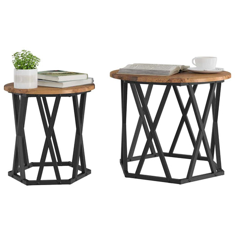 vidaXL Nesting Side Tables (Set of 2) - Rustic Wood Look, Made of Engineered Wood