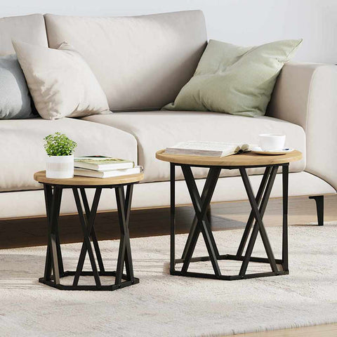 vidaXL Side Table 2 pcs Artisan oak 50 x 50 x 40 cm