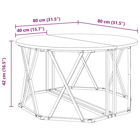 vidaXL Coffee Table - Smoked Oak, 80x80x42 cm, Made from Engineered Wood