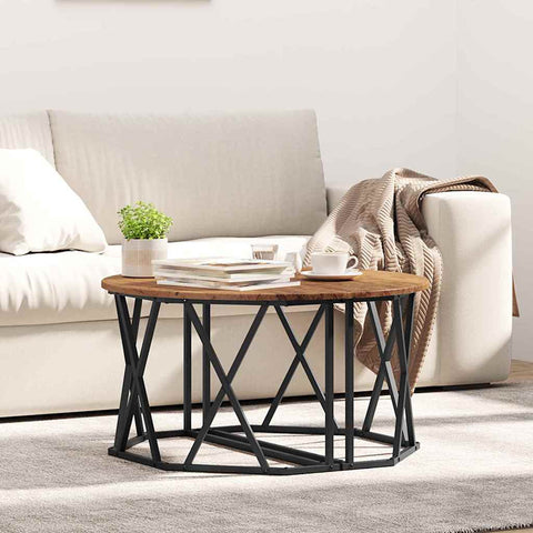 vidaXL Coffee Table Old wood 80 x 80 x 42 cm Engineered wood and steel
