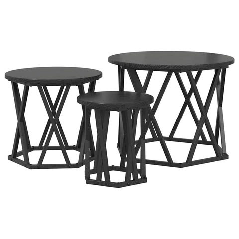 vidaXL Nesting Side Table 3 pcs Black oak 53 x 53 x 40 cm