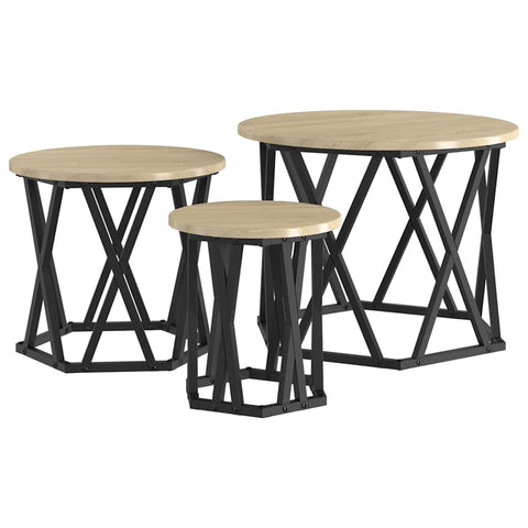 vidaXL Nesting Side Table 3 pcs Sonoma oak 53 x 53 x 40 cm