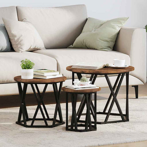 vidaXL Nesting Side Table 3 pcs Smoked oak 53 x 53 x 40 cm