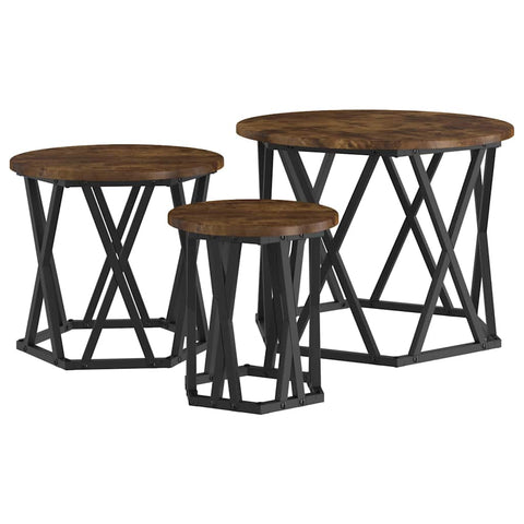 vidaXL Nesting Side Table 3 pcs Smoked oak 53 x 53 x 40 cm