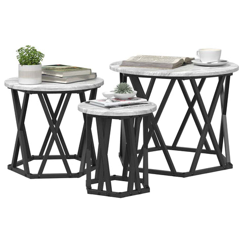 vidaXL Nesting Side Table 3 pcs Grey sonoma 53 x 53 x 40 cm