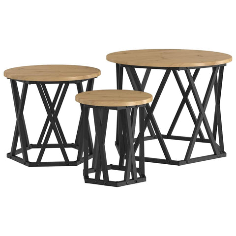 vidaXL Nesting Side Table 3 pcs Artisan oak 53 x 53 x 40 cm