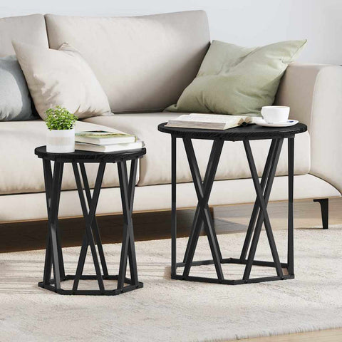 vidaXL Black oak Wood and Metal Medium Durable Coffee Table