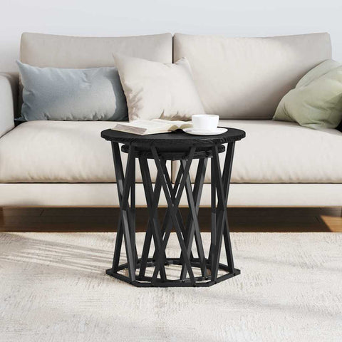 vidaXL Black oak Wood and Metal Medium Durable Coffee Table