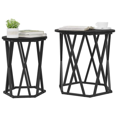 vidaXL Black oak Wood and Metal Medium Durable Coffee Table