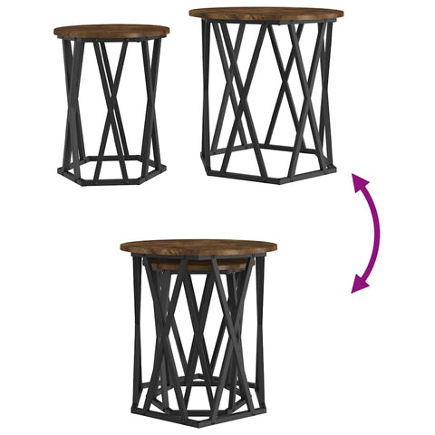 vidaXL Coffee Table 2 pcs Smoked oak 50 x 50 x 50 cm