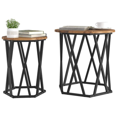 vidaXL Coffee Table 2 pcs Old wood 50 x 50 x 50 cm