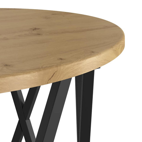 vidaXL Artisan oak MDF, Metal Medium Coffee Table Round Industrial