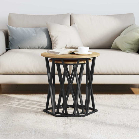 vidaXL Artisan oak MDF, Metal Medium Coffee Table Round Industrial