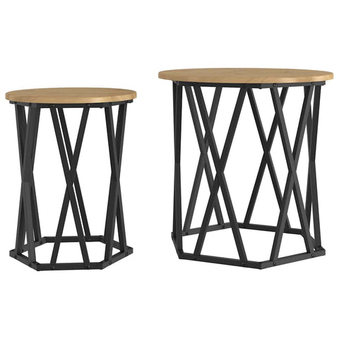vidaXL Artisan oak MDF, Metal Medium Coffee Table Round Industrial