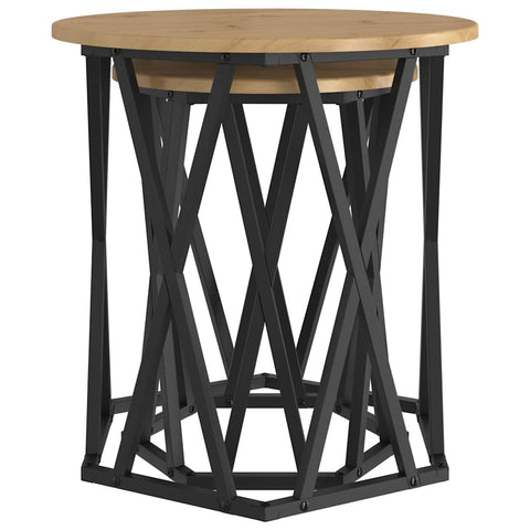 vidaXL Artisan oak MDF, Metal Medium Coffee Table Round Industrial