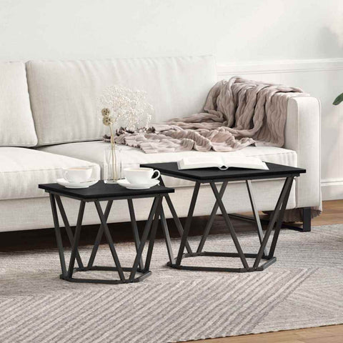 vidaXL Side Table Set 2 pcs Black oak 50 x 50 x 40 cm