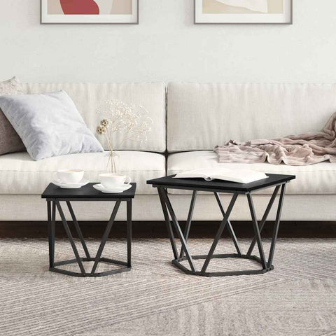vidaXL Side Table Set 2 pcs Black oak 50 x 50 x 40 cm