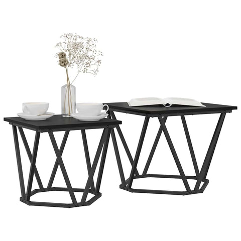 vidaXL Side Table Set 2 pcs Black oak 50 x 50 x 40 cm