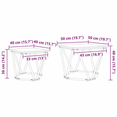 vidaXL Side Table Set 2 pcs Black oak 50 x 50 x 40 cm