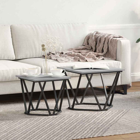 vidaXL Side Table Set 2 pcs Grey sonoma 50 x 50 x 40 cm