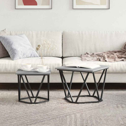 vidaXL Side Table Set 2 pcs Grey sonoma 50 x 50 x 40 cm