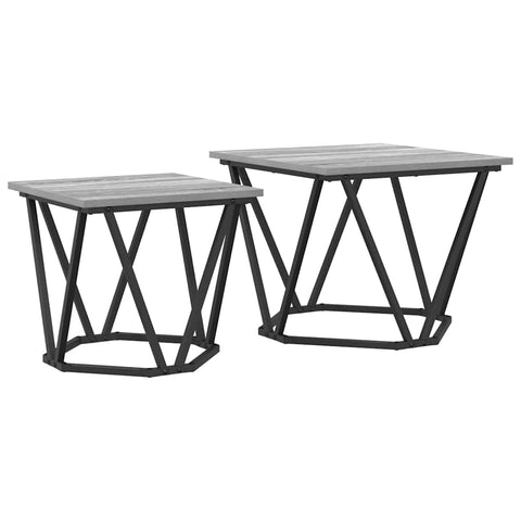 vidaXL Side Table Set 2 pcs Grey sonoma 50 x 50 x 40 cm