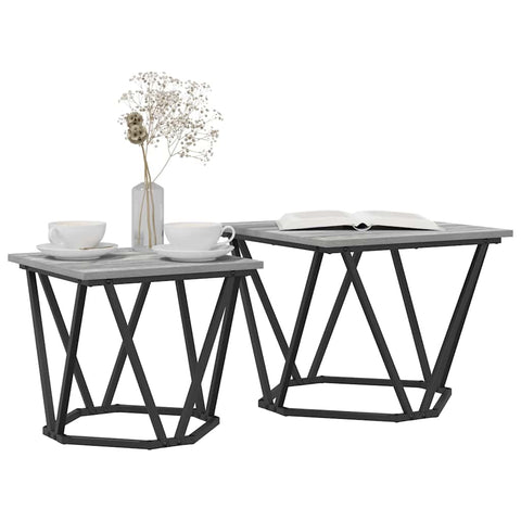 vidaXL Side Table Set 2 pcs Grey sonoma 50 x 50 x 40 cm