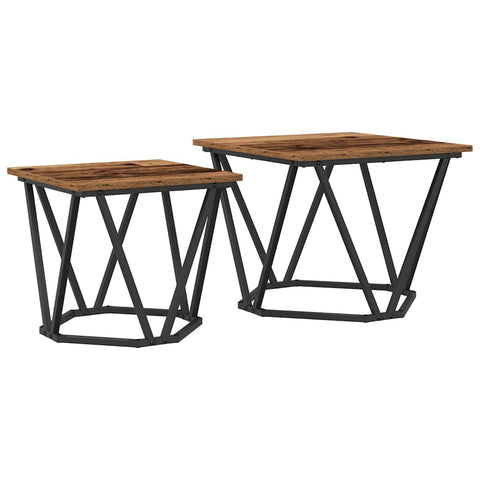 vidaXL Side Table Set 2 pcs Reclaimed wood 50 x 50 x 40 cm