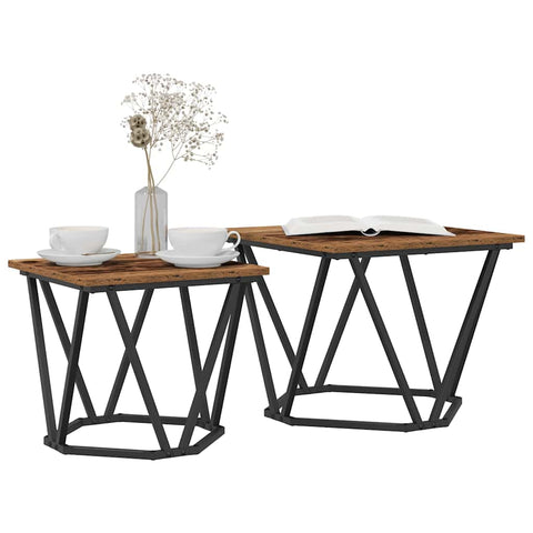 vidaXL Side Table Set 2 pcs Reclaimed wood 50 x 50 x 40 cm
