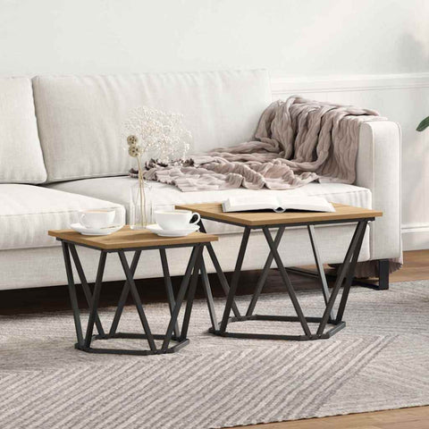 vidaXL Side Table Set 2 pcs Artisan oak 50 x 50 x 40 cm