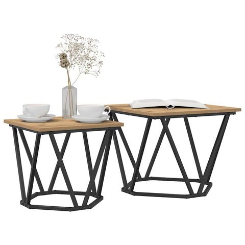 vidaXL Side Table Set 2 pcs Artisan oak 50 x 50 x 40 cm