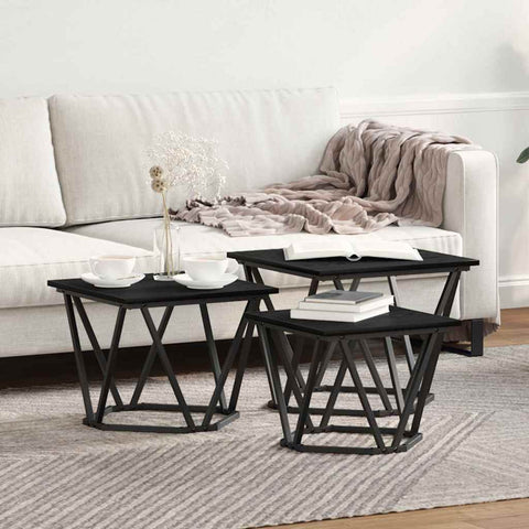 vidaXL Coffee Table 3 pcs Black oak 50 x 50 x 40 cm