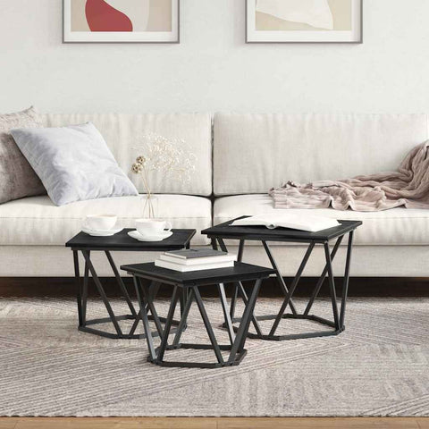 vidaXL Coffee Table 3 pcs Black oak 50 x 50 x 40 cm