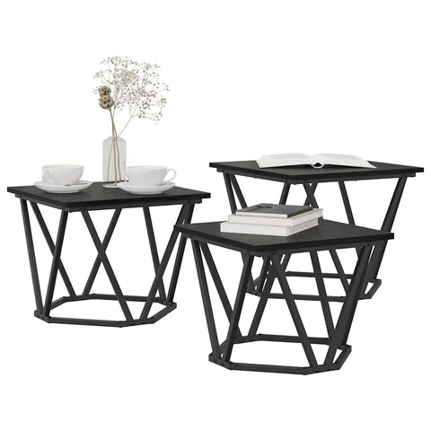 vidaXL Coffee Table 3 pcs Black oak 50 x 50 x 40 cm