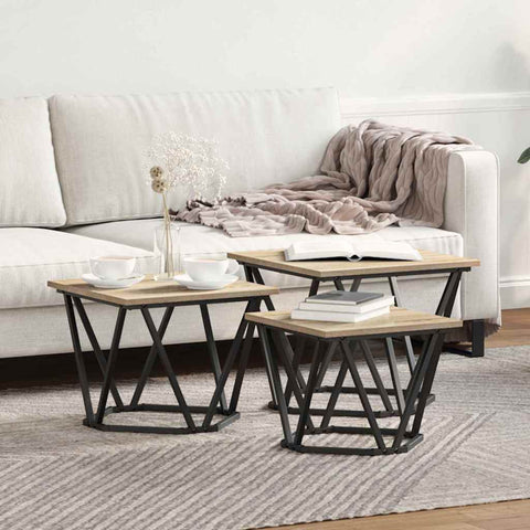 vidaXL Coffee Table 3 pcs Sonoma oak 50 x 50 x 40 cm