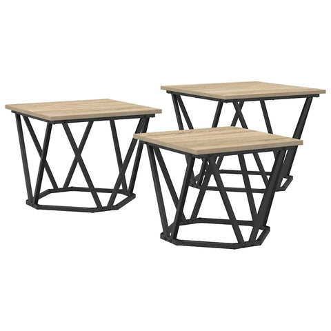 vidaXL Coffee Table 3 pcs Sonoma oak 50 x 50 x 40 cm