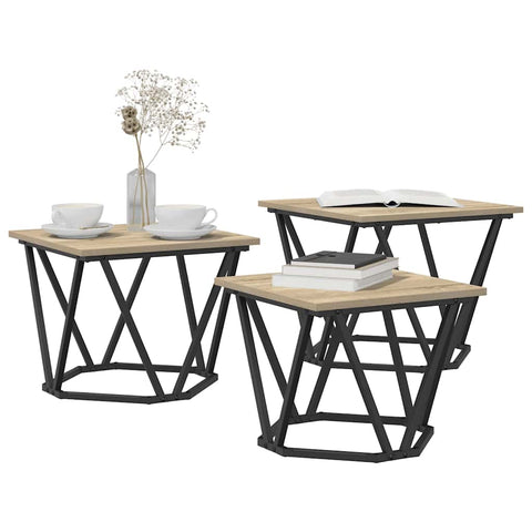 vidaXL Coffee Table 3 pcs Sonoma oak 50 x 50 x 40 cm
