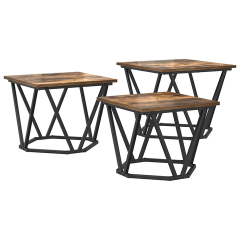 vidaXL Coffee Table 3 pcs Smoked oak 50 x 50 x 40 cm