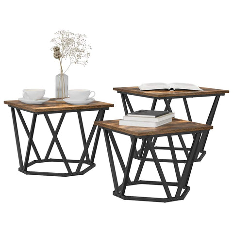 vidaXL Coffee Table 3 pcs Smoked oak 50 x 50 x 40 cm